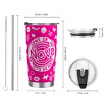Personalized Hot Pink Girl Food Grade Stainless Steel 20oz Tumbler with Lid Straw and Cleaning Brush Name Cup Gift for Bachelorette Party Wedding