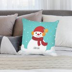 Personalized Snowman Snowflake Throw Pillow Cover Winter Snowy Day Sofa Cushion Cover Home Decor Christmas Gift for Family Friend