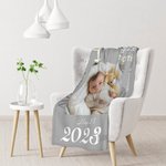 Personalisierte weiche Flanell-oder Sherpa-Decke mit Baby-Informationen und Foto Baby-Dusche Geschenk für Neugeborene Geburt Statistiken Geschenk