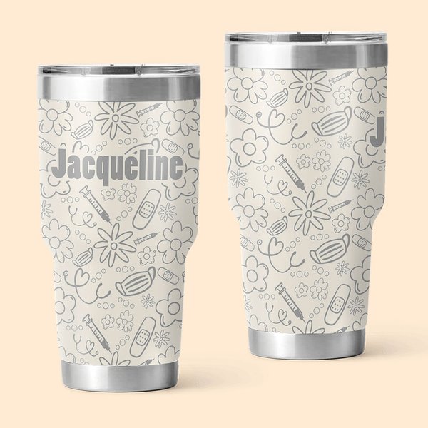 Bicchiere personalizzato a sublimazione Retro Nurse Life 30 oz con nome infermiere Settimana Medico Giorno Regalo di laurea per il personale medico