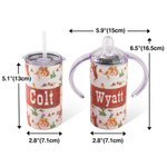 Taza para sorber personalizada de acero inoxidable de 12 onzas, a prueba de derrames, estilo vaquero occidental, para regalar a niños pequeños