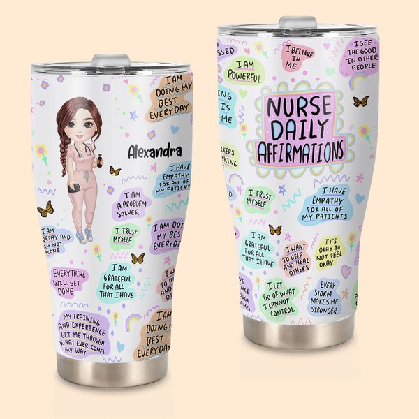 Bicchiere curvo personalizzato per infermiere con nome, regalo per l'ufficio, il campeggio, la settimana dell'infermiere, la laurea e il compleanno di