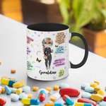 Tasse en Céramique 330ml Personnalisée avec Nom et Personnage d'Infirmière Cadeau Noël Semaine de l'Infirmière Fin d'Études pour Travail Bureau