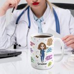 Personalisierte Krankenschwester tägliche Affirmationen 15oz weißer Keramikbecher mit Namen Geschenk für Arbeit Büro Camping Krankenschwester Woche Gr