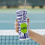 Personalized Bright Green Pickleball 20oz Skinny Tumbler with Straw Pickle Ball Game Quote Water Bottle Gift for Pickleball Fan Sport Lover