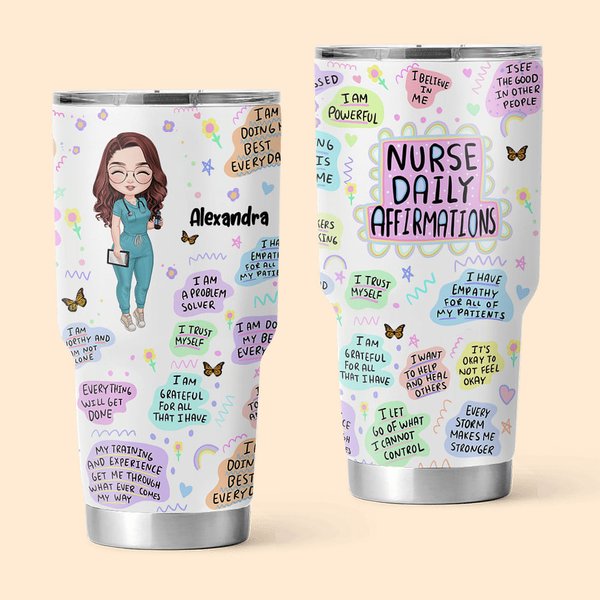 Bicchiere isolato in acciaio inox curvo da 30 oz per la settimana dell'infermiere Regalo per la laurea dell'infermiere