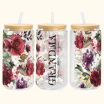 Bouteille en Verre Personnalisée avec Nom Tasse à Café Glacé avec Couvercle en Bambou et Paille Cadeau d'Anniversaire pour Maman et Grand-mère