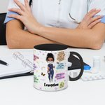 Tasse en Céramique 330ml Personnalisée avec Nom et Personnage d'Infirmière Cadeau Noël Semaine de l'Infirmière Fin d'Études pour Travail Bureau