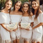 Personalized Minimalist Style Wedding Bridesmaid Tassel Clutch Bohemian Envelope Clutch Purse Wedding Party Bridal Shower Gift for Bridesmaid