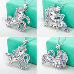 Personalized Lucky Fantasy Unicorn Necklace with Kid Name for 1-9 Year-Old Girls Birthday Christmas Back to School Gift