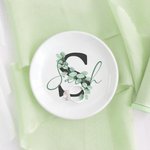 Personalised Eucalyptus Style Wedding Ring Tray Engagement Ring Dish Jewellery Dish with Initial and Name Gift for Bridesmaid Bachelorette Party