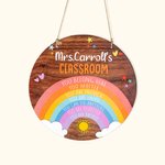 Personalized Classroom Rainbow Wooden Door Sign with Name for Classroom Decor Teacher Appreciation Back to School Gift
