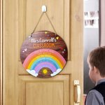 Personalized Classroom Rainbow Wooden Door Sign with Name for Classroom Decor Teacher Appreciation Back to School Gift