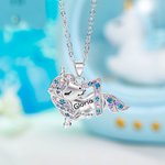 Personalized Lucky Fantasy Unicorn Necklace with Kid Name for 1-9 Year-Old Girls Birthday Christmas Back to School Gift