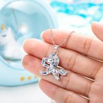 Personalized Lucky Fantasy Unicorn Necklace with Kid Name for 1-9 Year-Old Girls Birthday Christmas Back to School Gift