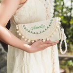 Personalized Minimalist Style Wedding Bridesmaid Tassel Clutch Bohemian Envelope Clutch Purse Wedding Party Bridal Shower Gift for Bridesmaid