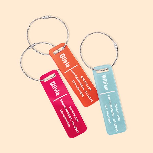 Etichetta personalizzata per bagaglio in acrilico multicolore con messaggio di identificazione Regalo di ritorno a scuola per amici di famiglia