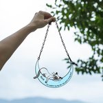Personalized Cat On the Moon Acrylic Windows Hangings Pet Supplies Suncatcher with Suction Cup Gift for Pet Lovers