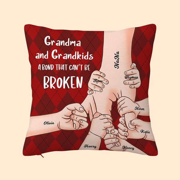 Personalisierte Bindung kann nicht gebrochen werden Kissenbezug Plaid Muster Familie halten Hände Kissenbezug Weihnachten Thanksgiving Großeltern Mutt