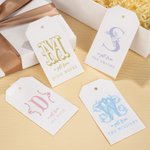 Personalized Monogrammed Gift Tags with Strings Gift Stickers Set of 24 Wedding Christmas Gift