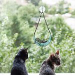 Personalized Cat On the Moon Acrylic Windows Hangings Pet Supplies Suncatcher with Suction Cup Gift for Pet Lovers