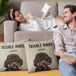 Gatto o cane personalizzato Trouble Maker Throw Pillow Cover con nome Compleanno Regalo di inaugurazione per gli amanti degli animali domestici Amici 