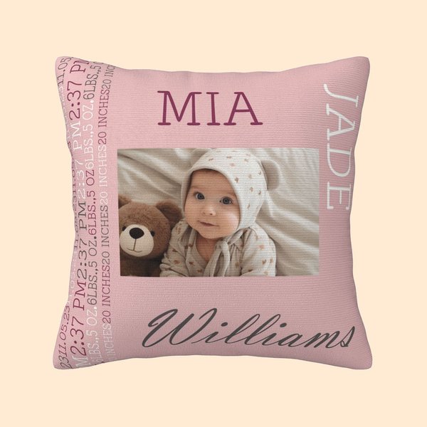 Personalisierte Baby Foto werfen Kissen Abdeckung Neugeborenen Geburt Informationen Kissen Fall erste Mutter Tag Dekoration Geschenk für neue Eltern u