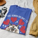 Personalized This Human Belongs To Pet T-shirt Paw Print Short Sleeve T-Shirt Birthday Gift for Dog Cat Lover Pet Owner