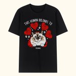 Personalized This Human Belongs To Pet T-shirt Paw Print Short Sleeve T-Shirt Birthday Gift for Dog Cat Lover Pet Owner