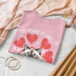 Personalized This Human Belongs To Pet T-shirt Paw Print Short Sleeve T-Shirt Birthday Gift for Dog Cat Lover Pet Owner