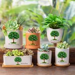 Pot de Fleur Personnalisé avec 2-18 Noms sur Arbre Généalogique Pot Céramique Styles Multiples Cadeau Thanksgiving Fête des Pères Jardinage pour Homme