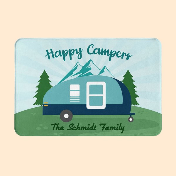 Personalisierte glückliche Camper Familie Anti-Rutsch-Fußmatte Schlafzimmer Badezimmer Zubehör für Camping-Liebhaber Freund und Familie