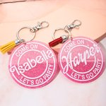 Personalized Glitter Pink Doll-like Style Acrylic Keychain with Tassel and Name Cute Birthday Gift or Anniversary Gift for Her