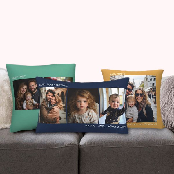 Personalizzato Multicolore Foto Throw Pillow Cover Testo Compleanno Regalo di inaugurazione per la famiglia coppia