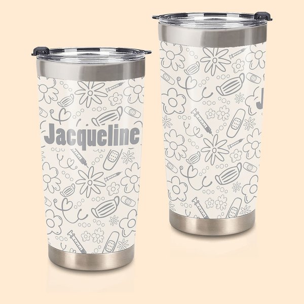 Gobelet Isotherme avec Paille Personnalisé de Nom en Acier Inoxydable Cadeau de Semaine de l'Infirmière Remerciement pour Personnel en Médecine