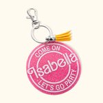 Personalized Glitter Pink Doll-like Style Acrylic Keychain with Tassel and Name Cute Birthday Gift or Anniversary Gift for Her