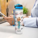 Bouteille d'Eau Design de Motivation Marqueur de Temps Cadeau Personnalisé avec Nom et Personnage pour Graduation Infirmière