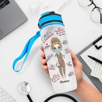 Bouteille d'Eau Design de Motivation Marqueur de Temps Cadeau Personnalisé avec Nom et Personnage pour Graduation Infirmière