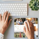 Gepersonaliseerd Non-Slip Rubber Base Muismat met Foto en Tekst Cadeau voor Familie of Vriend Paar