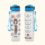 Bouteille d'Eau Design de Motivation Marqueur de Temps Cadeau Personnalisé avec Nom et Personnage pour Graduation Infirmière