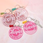 Personalized Glitter Pink Doll-like Style Acrylic Keychain with Tassel and Name Cute Birthday Gift or Anniversary Gift for Her
