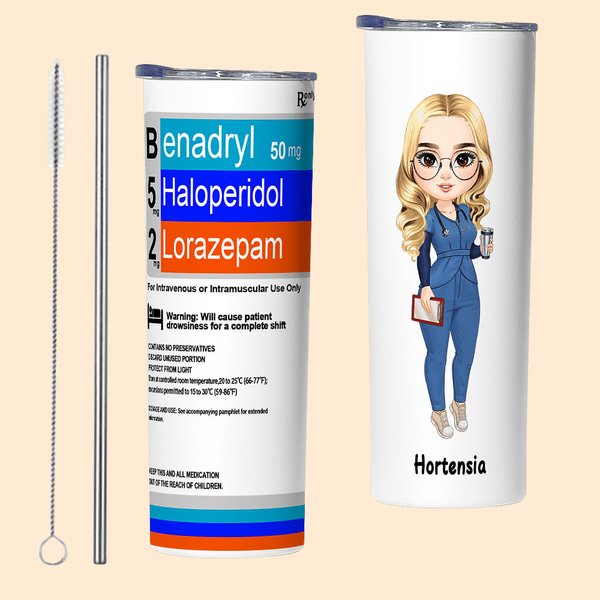 Personalized Nurse 20oz Straight Skinny Tumbler with Straw Gift for Doctor Nurse Pharmacist Anesthetist