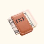 Pince à Billets en Cuir PU Magnétique Personnalisée avec Lettres Accessoire Billet Cadeau Anniversaire Fête des Pères pour Homme Papa Grand-Pères