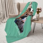Personalisierte Kuscheldecke mit 1-3 Fotos und Text Geschenk für Familie Liebespaar zum Vatertag Muttertag Valentinstag