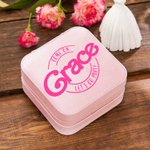 Boîte à Bijoux en Cuir Personnalisée avec Nom en Style Rose Cadeau de Mariage Anniversaire pour Fille Femme