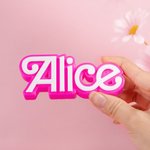 Personalised Pink Doll Inspired Name Plate 3D Printed Desk Display Girl Party Pink Decoration Birthday Gift for Fashion Doll Fan