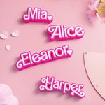 Personalised Pink Doll Inspired Name Plate 3D Printed Desk Display Girl Party Pink Decoration Birthday Gift for Fashion Doll Fan