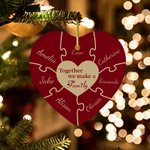 Personalized Heart Shaped Puzzle Heart Ornament with Photo Christmas Gift Thanksgiving Day Gift for Family Members