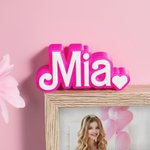 Personalised Pink Doll Inspired Name Plate 3D Printed Desk Display Girl Party Pink Decoration Birthday Gift for Fashion Doll Fan