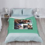 Personalisierte Kuscheldecke mit 1-3 Fotos und Text Geschenk für Familie Liebespaar zum Vatertag Muttertag Valentinstag